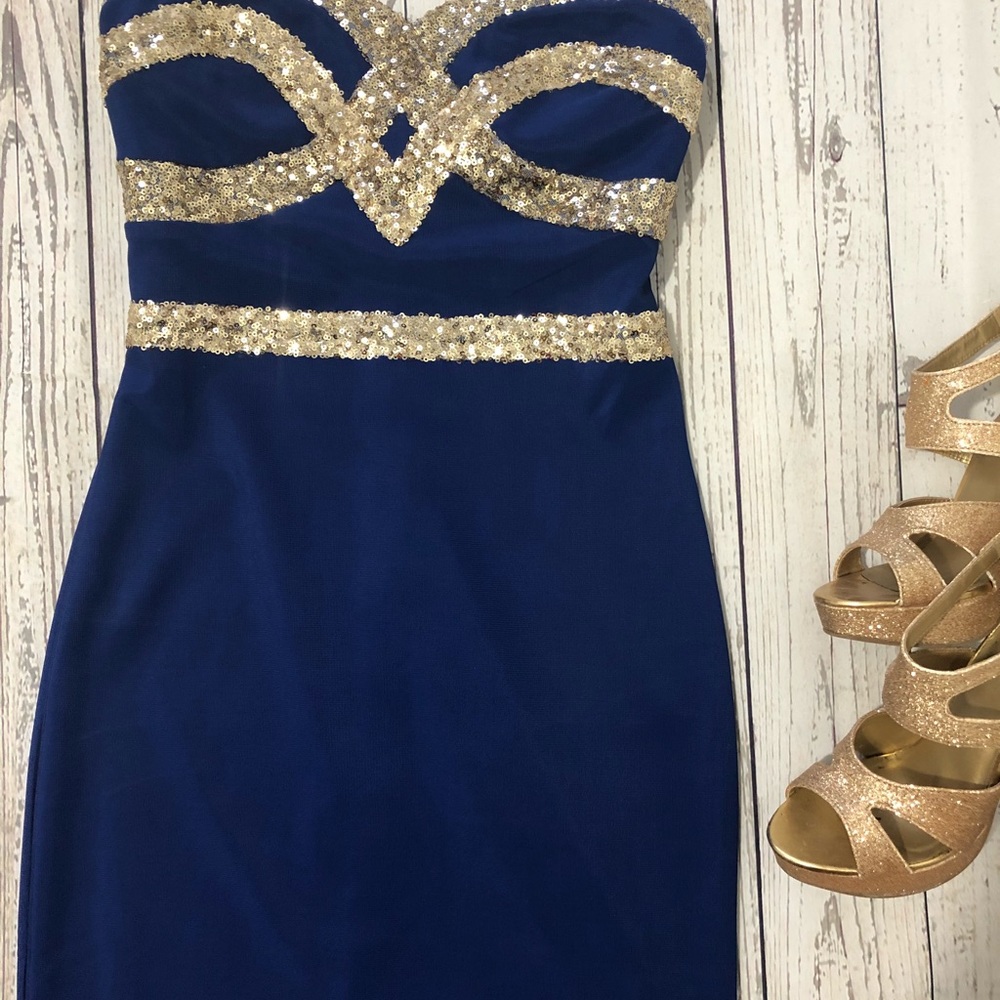 Blue gold dress 5 / small